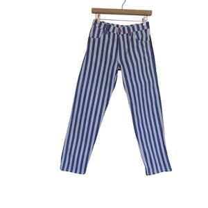 Wrangler sunset mid rise straight leg blue striped jeans womens size 24 x 29